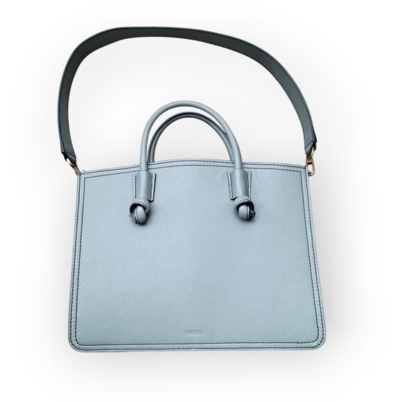 Fossil Handbags - Fossil Skylar Satchel Steel Blue Leather Bag Women Shoulder Bag ZB7369